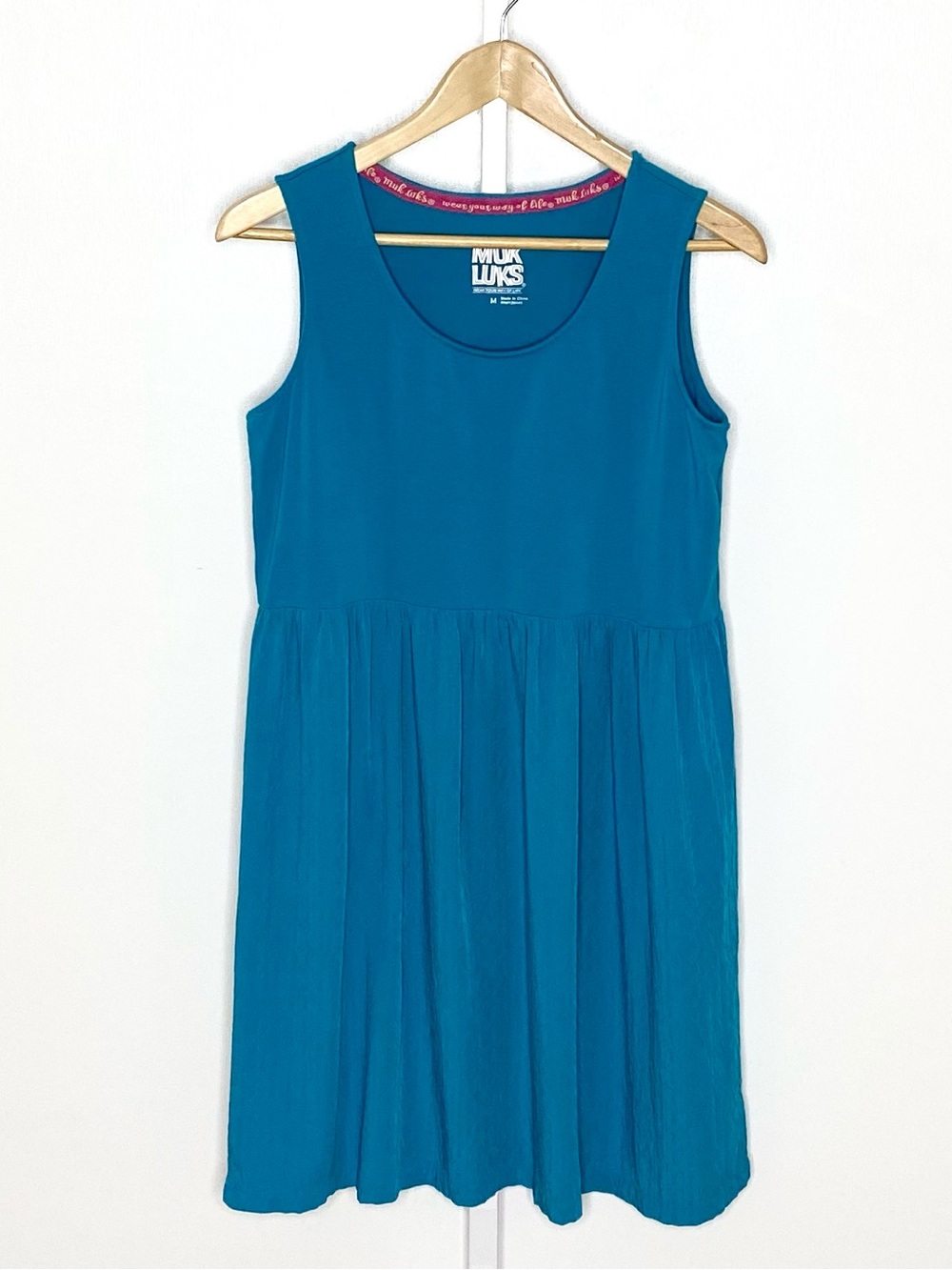 Muk Luks | Blue Sleeveless Embroidered Casual Fit & Flare Mini Dress Sz Medium